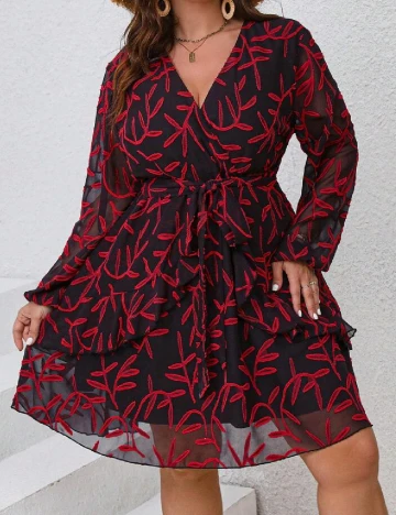 Rochie scurta SHEIN CURVE, negru/rosu