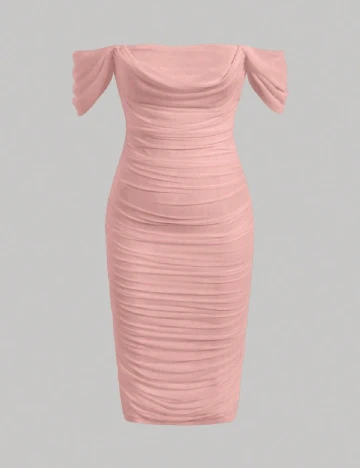 Rochie scurta SHEIN CURVE, roz pudra