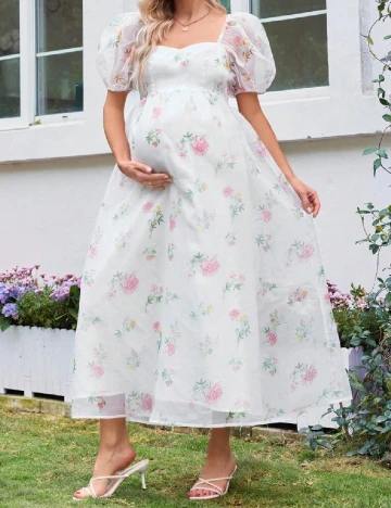 Rochie medie SHEIN Maternity, alb Alb