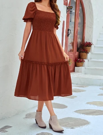 Rochie medie SHEIN, caramiziu