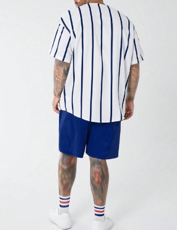 Compleu SHEIN Plus Size Men, alb/albastru