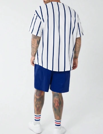 Compleu SHEIN Plus Size Men, alb/albastru