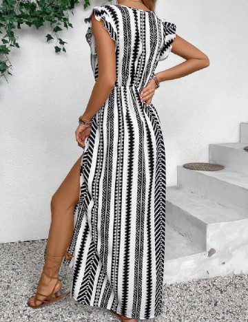 Rochie lunga SHEIN, alb/negru