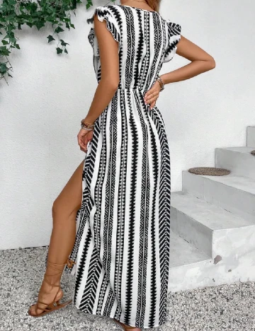 Rochie lunga SHEIN, alb/negru