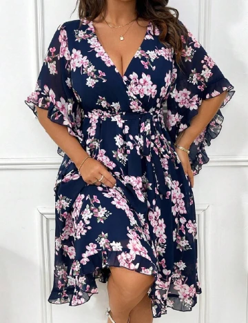 Rochie medie SHEIN CURVE, bleumarin Albastru