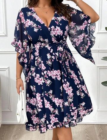 Rochie medie SHEIN CURVE, bleumarin Albastru