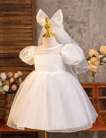 Rochie scurta Shein Kids, alb Alb