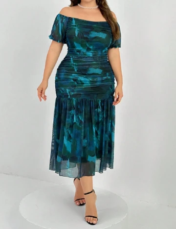 Rochie medie SHEIN CURVE, albastru