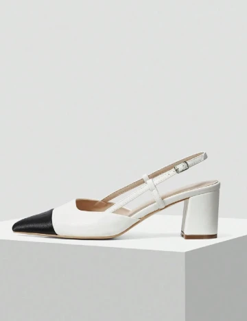 Pantofi MOTF, alb/negru