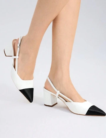 Pantofi MOTF, alb/negru