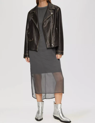 Rochie medie Q/S, gri inchis
