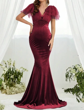 Rochie lunga Faeriesty Maternity, visiniu