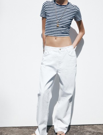 
						Top Zara, bleumarin/alb