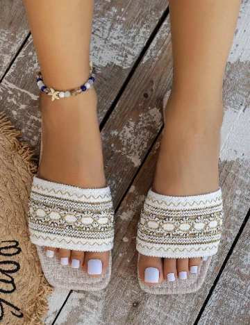 Slapi SHEIN, alb/crem