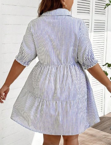 Rochie scurta Emery Rose Curve, albastru/alb