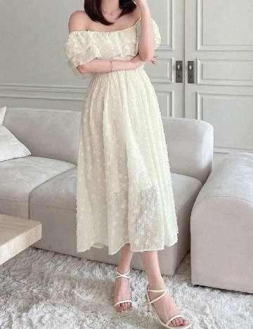Rochie medie Dazy, crem