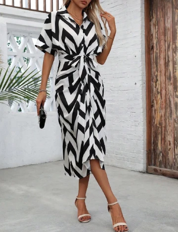 Rochie medie SHEIN, alb/negru