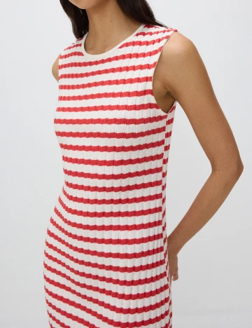 Rochie medie Reserved, alb/rosu