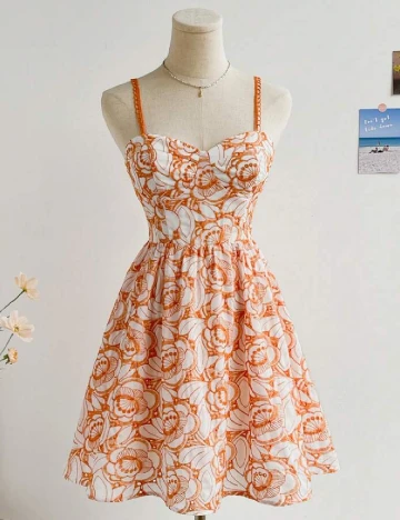 Rochie scurta SHEIN, alb/portocaliu