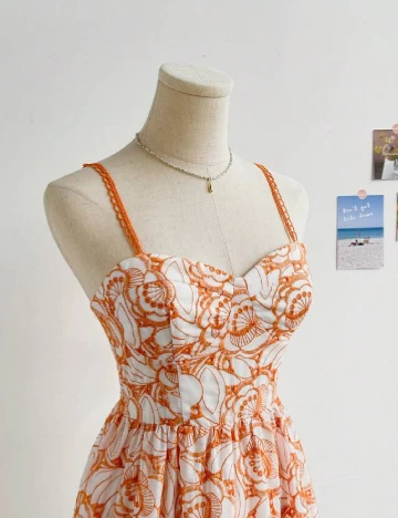 Rochie scurta SHEIN, alb/portocaliu