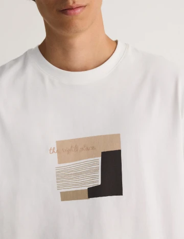 Tricou Reserved, ecru Alb