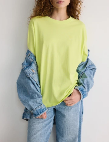 Tricou Oversize Reserved, verde neon