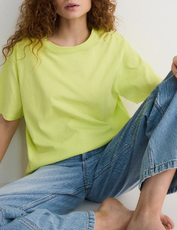 Tricou Oversize Reserved, verde neon