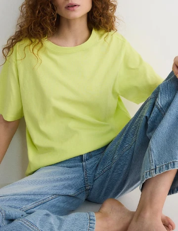 Tricou Oversize Reserved, verde neon