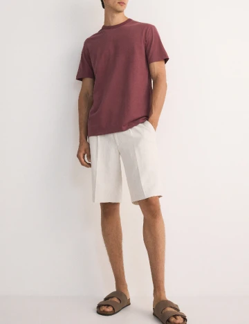 Tricou Reserved, roz pudra inchis