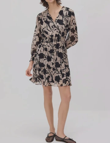 Rochie scurta Reserved, bej/negru