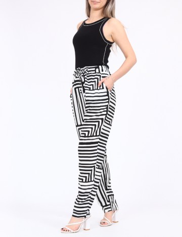 Pantaloni Vero Moda, alb/negru