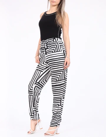 Pantaloni Vero Moda, alb/negru