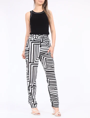Pantaloni Vero Moda, alb/negru