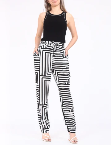 Pantaloni Vero Moda, alb/negru