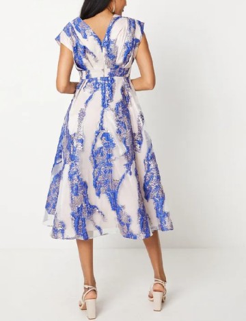 Rochie medie Coast, ecru/albastru