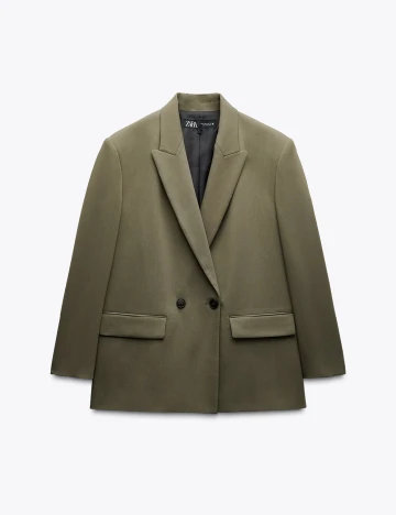 Sacou Oversize Zara, kaki Verde