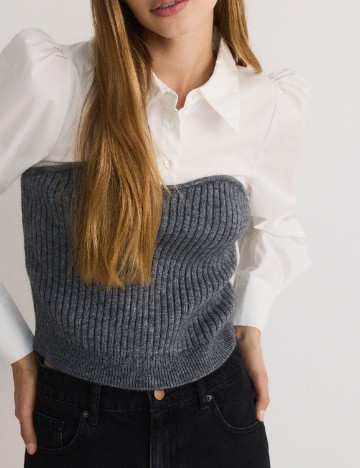
						Bluza Reserved, alb/gri