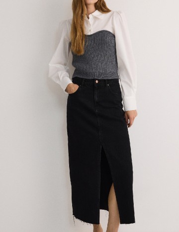 Bluza Reserved, alb/gri