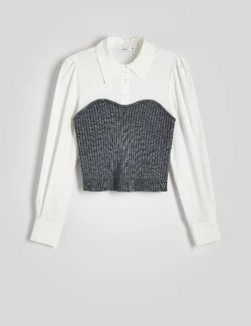 Bluza Reserved, alb/gri