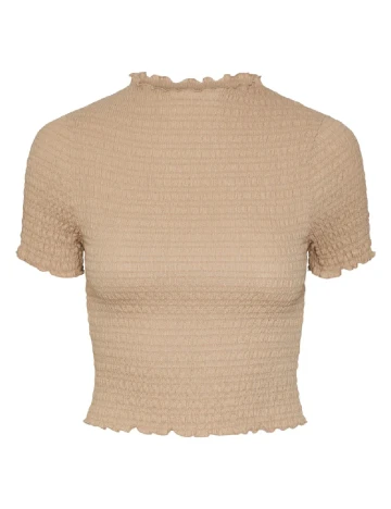 Tricou Pieces, maro deschis