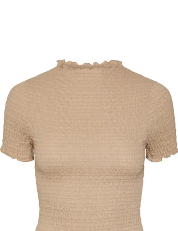 Tricou Pieces, maro deschis