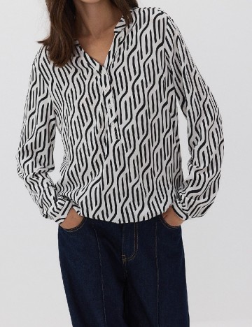 
						Bluza Reserved, alb/negru
