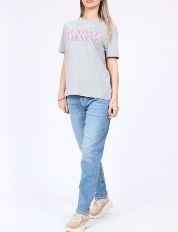Tricou Pieces, gri