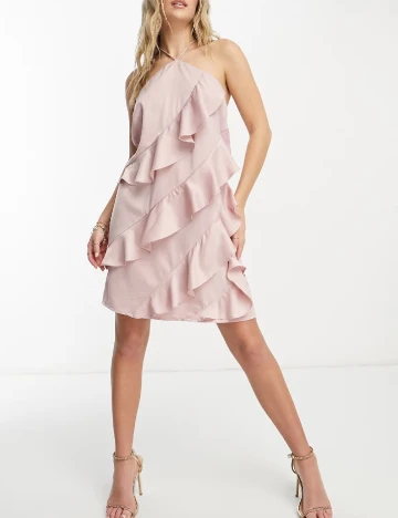 Rochie scurta Pieces, roz Roz