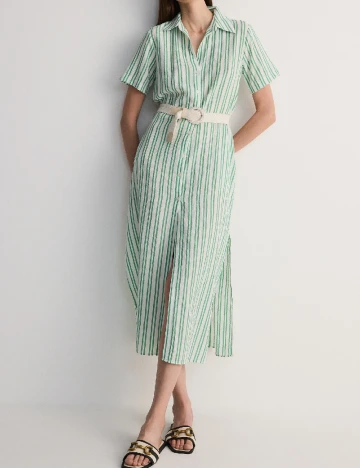 Rochie medie Reserved, alb/verde Alb