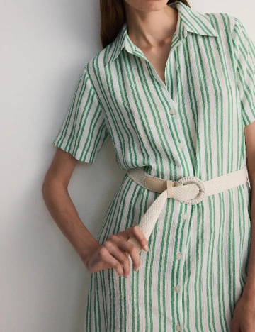 Rochie medie Reserved, alb/verde Alb
