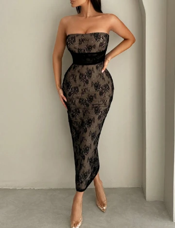 Rochie lunga SHEIN, negru/crem