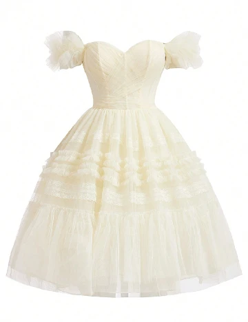 Rochie scurta SHEIN, crem Alb