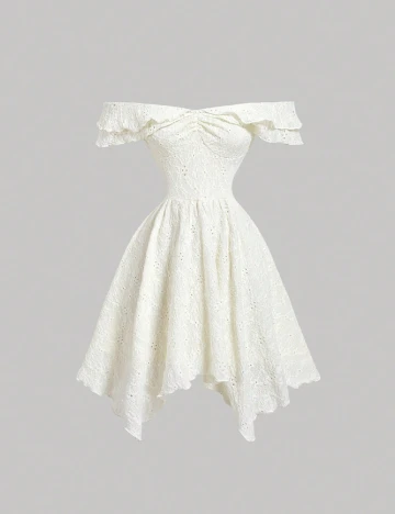 Rochie scurta SHEIN, ecru Alb