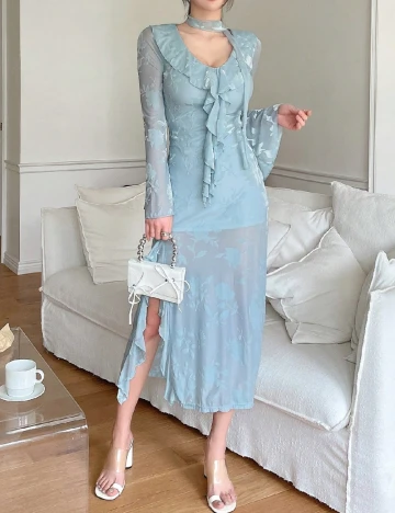 Rochie medie Dazy, albastru Albastru